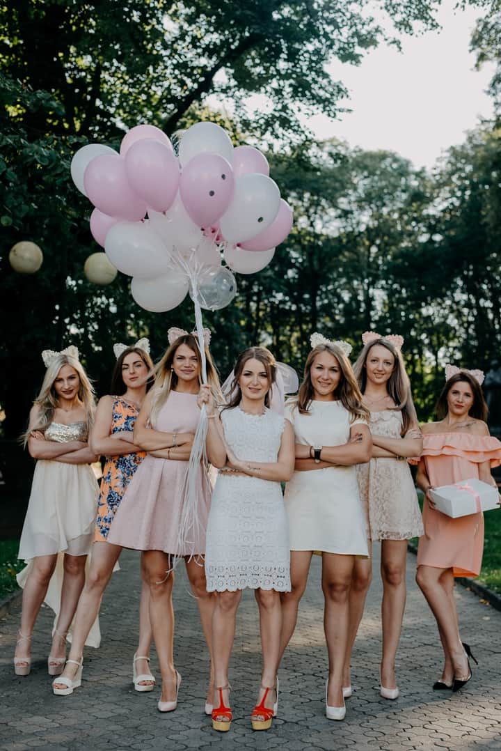 Friends laughing together during a hen party
